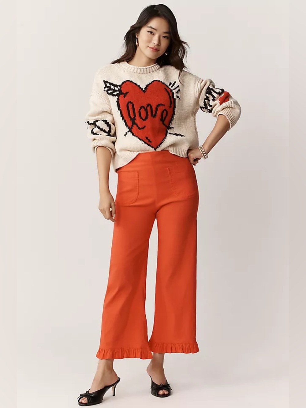 Maeve The Colette Ruffle-Hem High-Rise Wide Leg Pants Magic Fabric